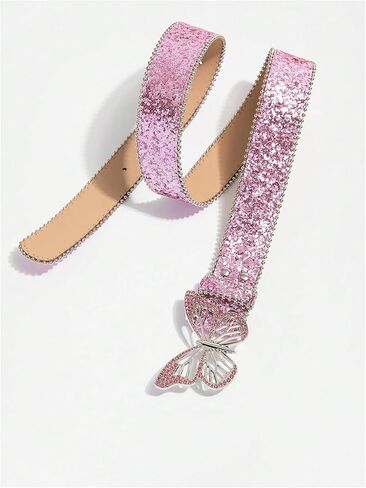 GORGLITTER المرأة Y2k حزام الترتر حجر الراين فراشة سباركلي بولي Leather الجلود الهيب هوب أحزمة الخصر بريق لطيف الملابس الغربية in Kuwait