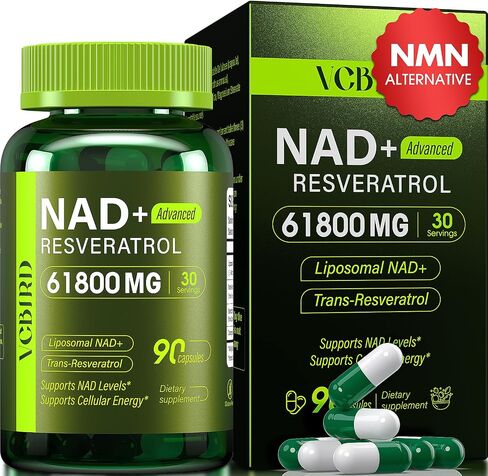 Nad Resveratrol Supplement 1200mg Per Serving – Liposomal Nad+ Resveratrol for Women & Men – High Purity 1200mg Nad+ Supplement for Energy & Healthy Aging, Resveratrol, Quercetin, CoQ10 – 90 Counts in Saudi Arabia