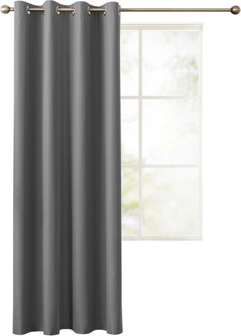 100% Blackout Curtain for Bedroom - 1 Panel Thermal Room Darkening Grey Grommet Curtains for Living Room, Summer Heat Blocking Window Drapes, 52 x 84 inch in Saudi Arabia