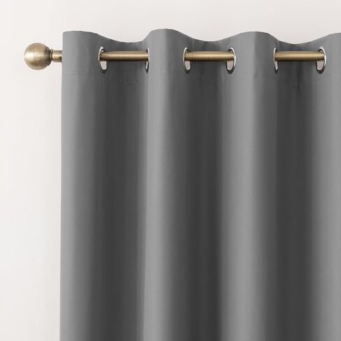 100% Blackout Curtain for Bedroom - 1 Panel Thermal Room Darkening Grey Grommet Curtains for Living Room, Summer Heat Blocking Window Drapes, 52 x 84 inch in Saudi Arabia