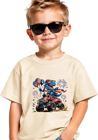 4th of July Shirts Toddler Boys Girls American Flag,Bow, Monster Truck Top Kids Patriotic Tee Independence Day Outfit 3-8T in Saudi Arabia