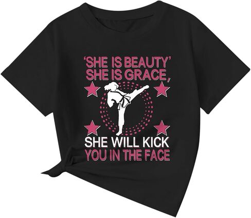 Girls Graphic Tees Cute Karate Kid Shirt Martial Arts T-Shirt Girl Summer Preppy Shirts for Girls Karate Gifts in Kuwait