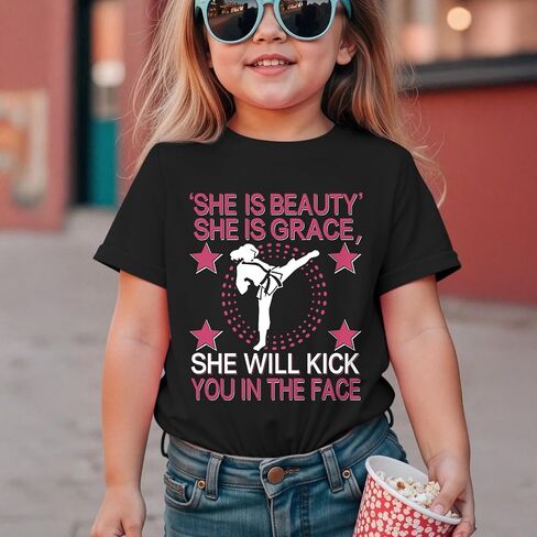 Girls Graphic Tees Cute Karate Kid Shirt Martial Arts T-Shirt Girl Summer Preppy Shirts for Girls Karate Gifts in Kuwait