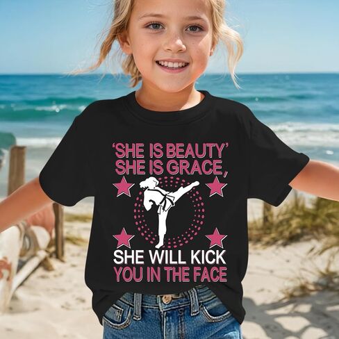 Girls Graphic Tees Cute Karate Kid Shirt Martial Arts T-Shirt Girl Summer Preppy Shirts for Girls Karate Gifts in Kuwait