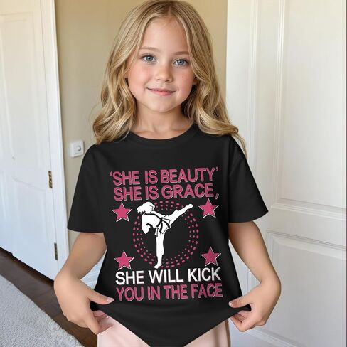 Girls Graphic Tees Cute Karate Kid Shirt Martial Arts T-Shirt Girl Summer Preppy Shirts for Girls Karate Gifts in Kuwait