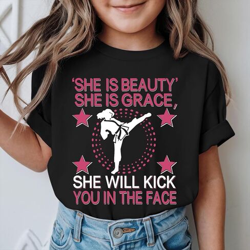 Girls Graphic Tees Cute Karate Kid Shirt Martial Arts T-Shirt Girl Summer Preppy Shirts for Girls Karate Gifts in Kuwait