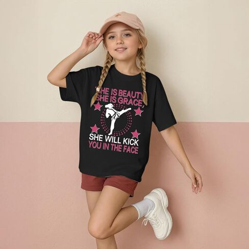 Girls Graphic Tees Cute Karate Kid Shirt Martial Arts T-Shirt Girl Summer Preppy Shirts for Girls Karate Gifts in Kuwait