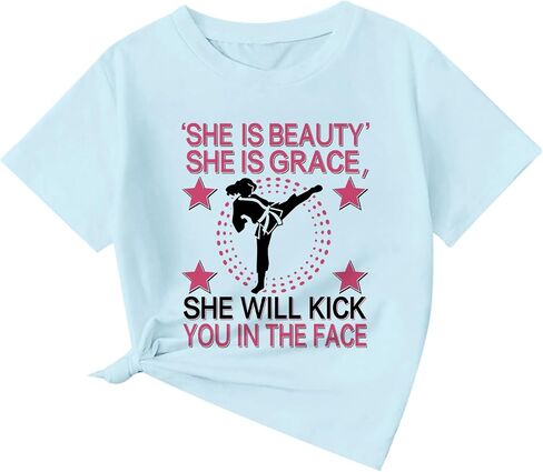 Girls Graphic Tees Cute Karate Kid Shirt Martial Arts T-Shirt Girl Summer Preppy Shirts for Girls Karate Gifts in Saudi Arabia