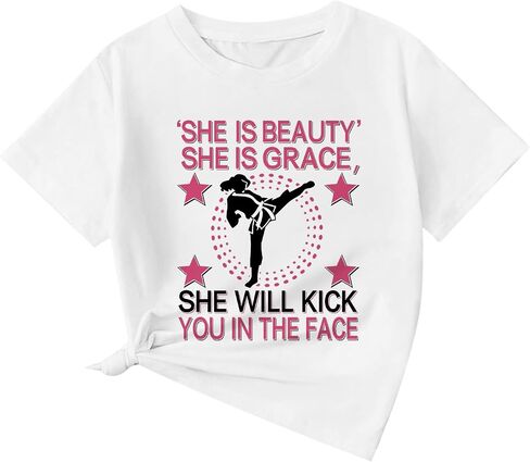 Girls Graphic Tees Cute Karate Kid Shirt Martial Arts T-Shirt Girl Summer Preppy Shirts for Girls Karate Gifts in Kuwait