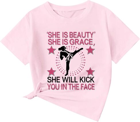 Girls Graphic Tees Cute Karate Kid Shirt Martial Arts T-Shirt Girl Summer Preppy Shirts for Girls Karate Gifts in Kuwait