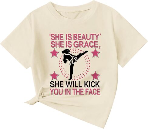 Girls Graphic Tees Cute Karate Kid Shirt Martial Arts T-Shirt Girl Summer Preppy Shirts for Girls Karate Gifts in Kuwait