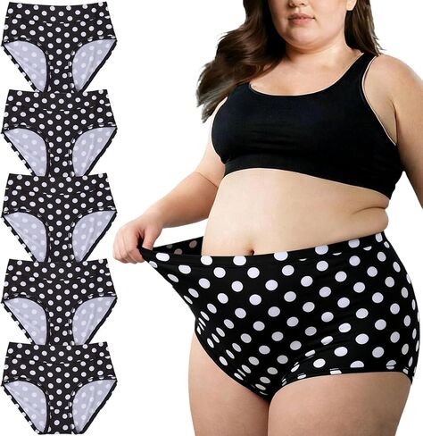 5 Pack Womens Underwear XL-5XL Plus Size Polka Dot Panties Ladies Briefs Black and White Panty Undies in Saudi Arabia