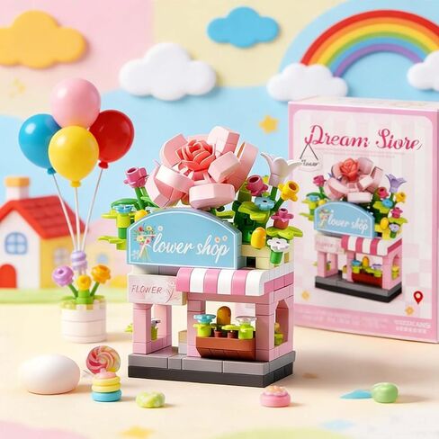 1-Pcs Cute Flower Shop Figurine,2.8-Inch Mini Collectible Statue for Desk Decor,Fun Birthday Gift Idea for Women & Men,Adorable Trinket for Home Shelf in Kuwait