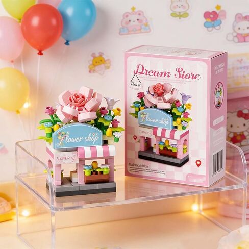 1-Pcs Cute Flower Shop Figurine,2.8-Inch Mini Collectible Statue for Desk Decor,Fun Birthday Gift Idea for Women & Men,Adorable Trinket for Home Shelf in Kuwait