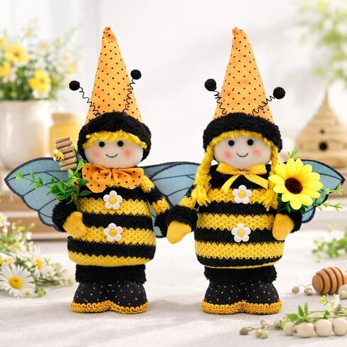 nuvagiki 2 Pack Spring Gnome Decor, Shelf Sitter Lavender Plush Gnome Figurines, Spring Summer Rustic Farmhouse Purple Tiered Tray Tabletop Decorations for Home Kitchen, Gifts for Women in Saudi Arabia