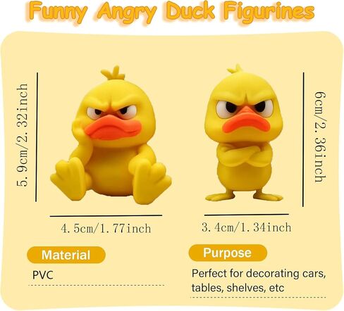 2-Pack Funny Angry Duck Figurines – Cute Angry Yellow Duck Desk Decor, Office Desk Toy & Multi-Scene Ornaments for Home, Duck Decoration for Computer, Car & Dorm, 3D Printed Duck in Saudi Arabia