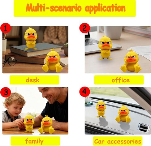 2-Pack Funny Angry Duck Figurines – Cute Angry Yellow Duck Desk Decor, Office Desk Toy & Multi-Scene Ornaments for Home, Duck Decoration for Computer, Car & Dorm, 3D Printed Duck in Saudi Arabia
