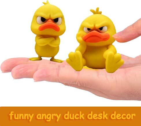2-Pack Funny Angry Duck Figurines – Cute Angry Yellow Duck Desk Decor, Office Desk Toy & Multi-Scene Ornaments for Home, Duck Decoration for Computer, Car & Dorm, 3D Printed Duck in Saudi Arabia