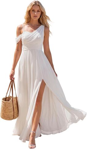 Ever-Pretty Women's Sleeveless Chiffon Summer Formal Wedding Guest Dresses One Shoulder A-Line Split Bridesmaid Dress in Kuwait