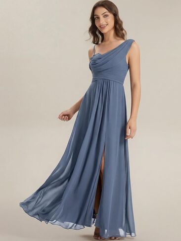 Ever-Pretty Women's Sleeveless Chiffon Summer Formal Wedding Guest Dresses One Shoulder A-Line Split Bridesmaid Dress in Kuwait