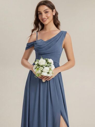 Ever-Pretty Women's Sleeveless Chiffon Summer Formal Wedding Guest Dresses One Shoulder A-Line Split Bridesmaid Dress in Kuwait