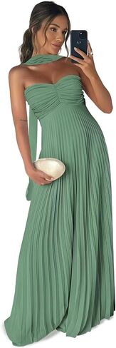 Pleated Chiffon Bridesmaid Dress with Scarf Strapless Long Prom Party Gown for Women 2026 A Line Dresses in Saudi Arabia