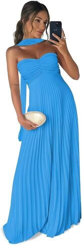 Pleated Chiffon Bridesmaid Dress with Scarf Strapless Long Prom Party Gown for Women 2026 A Line Dresses in Saudi Arabia