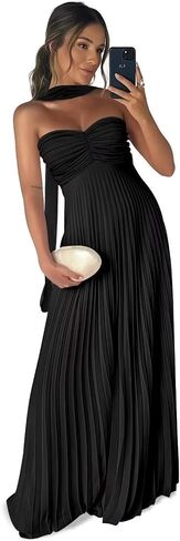 Pleated Chiffon Bridesmaid Dress with Scarf Strapless Long Prom Party Gown for Women 2026 A Line Dresses in Saudi Arabia
