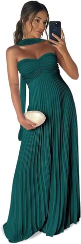 Pleated Chiffon Bridesmaid Dress with Scarf Strapless Long Prom Party Gown for Women 2026 A Line Dresses in Saudi Arabia