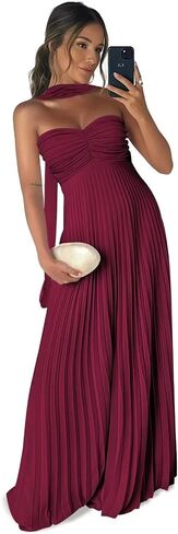 Pleated Chiffon Bridesmaid Dress with Scarf Strapless Long Prom Party Gown for Women 2026 A Line Dresses in Saudi Arabia