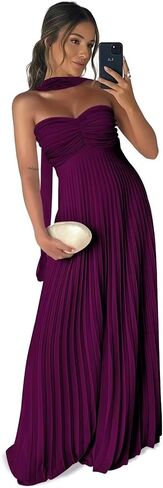 Pleated Chiffon Bridesmaid Dress with Scarf Strapless Long Prom Party Gown for Women 2026 A Line Dresses in Saudi Arabia