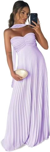 Pleated Chiffon Bridesmaid Dress with Scarf Strapless Long Prom Party Gown for Women 2026 A Line Dresses in Saudi Arabia