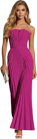 Strapless Bridesmaid Dress Pleated Chiffon Long Formal Prom Dress for Cocktail Party Gowns in Saudi Arabia