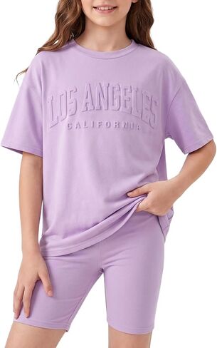 Girls Summer Clothes Short Sleeve T-Shirt and Shorts Girls Summer Outfits 2 Piece Clothing Sets in Saudi Arabia