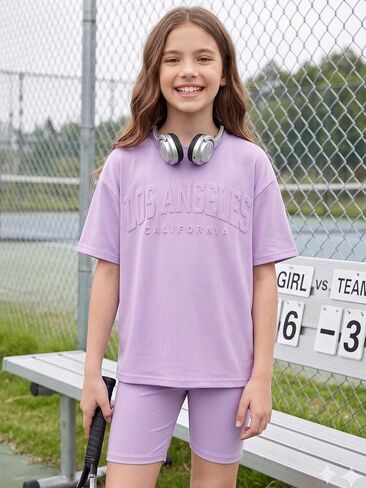 Girls Summer Clothes Short Sleeve T-Shirt and Shorts Girls Summer Outfits 2 Piece Clothing Sets in Saudi Arabia