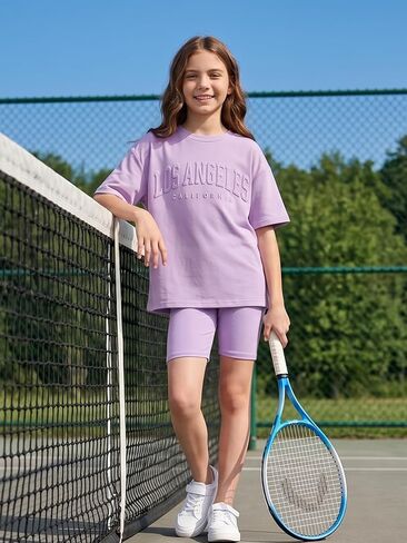 Girls Summer Clothes Short Sleeve T-Shirt and Shorts Girls Summer Outfits 2 Piece Clothing Sets in Saudi Arabia