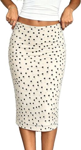 Women's Polka Dot Midi Skirt Double-Layer Mesh for Summer Office Beach Vacation in Kuwait