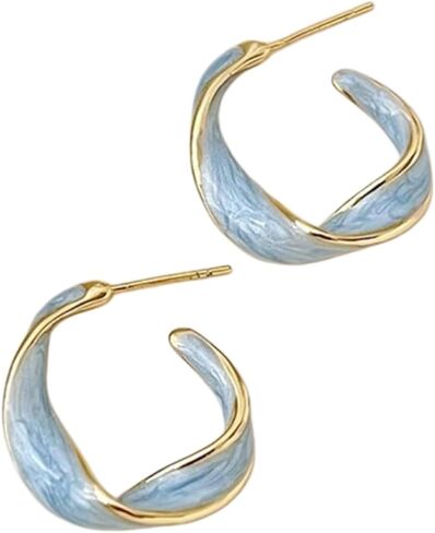 Enamel Twisted Hoop Earring Vintage Spiral Candy Color Earrings Minimalist Round Earrings in Saudi Arabia