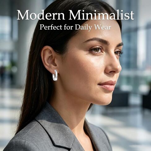 Women's 925 Sterling Silver Earrings - 15mm, Dainty And Small U Hoop Earrings, Lightweight And Hypoallergenic, Stylish Jewelry Gifts, Suitable For Daily And Party Wear in Kuwait