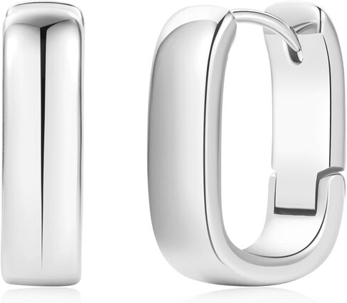 Women's 925 Sterling Silver Earrings - 15mm, Dainty And Small U Hoop Earrings, Lightweight And Hypoallergenic, Stylish Jewelry Gifts, Suitable For Daily And Party Wear in Kuwait