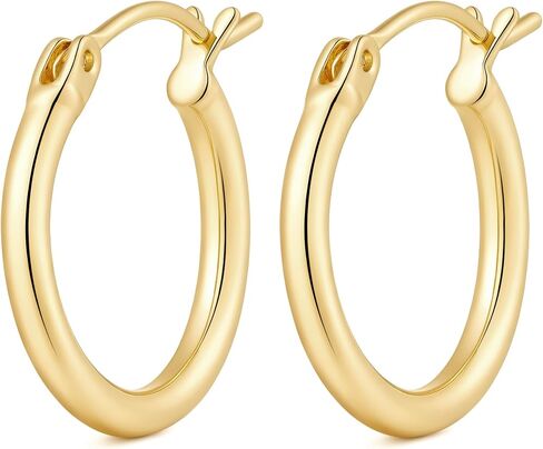 Gold Earrings for Women 14K Gold Hoop Earrings for Women Hoops Earring for Womens Hoops Sleek Minimalist Design Hoop Earring for Womens 2mm*14/16/18/20/25/30/35/40/45/50mm in Kuwait