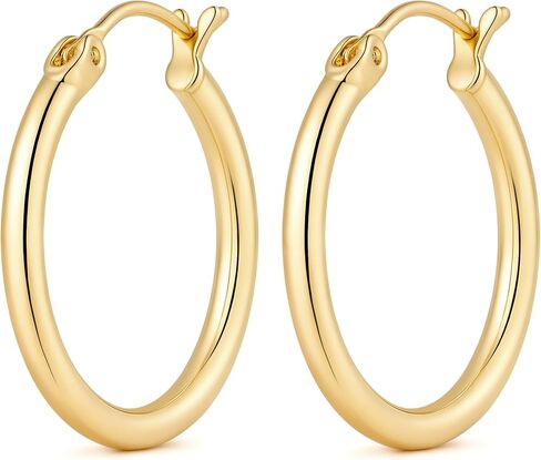 Gold Earrings for Women 14K Gold Hoop Earrings for Women Hoops Earring for Womens Hoops Sleek Minimalist Design Hoop Earring for Womens 2mm*14/16/18/20/25/30/35/40/45/50mm in Saudi Arabia