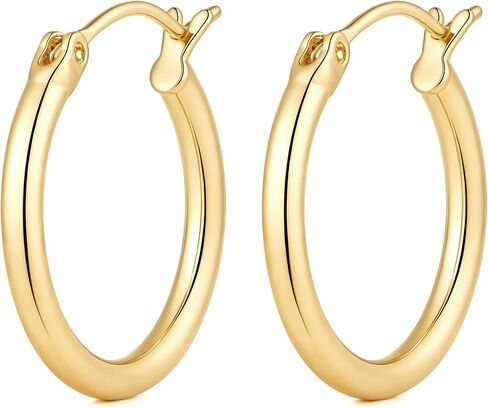 Gold Earrings for Women 14K Gold Hoop Earrings for Women Hoops Earring for Womens Hoops Sleek Minimalist Design Hoop Earring for Womens 2mm*14/16/18/20/25/30/35/40/45/50mm in Saudi Arabia