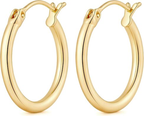 Gold Earrings for Women 14K Gold Hoop Earrings for Women Hoops Earring for Womens Hoops Sleek Minimalist Design Hoop Earring for Womens 2mm*14/16/18/20/25/30/35/40/45/50mm in Saudi Arabia