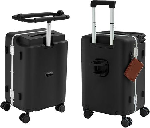 20" Carry On Suitcase with Built-in Child Seat - Hardshell Travel Tote with Cup Holder, Double Handles & TSA Lock for Family Travel, Pink in Saudi Arabia