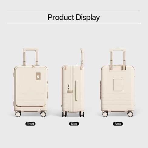Top Opening PC Hard Shell Suitcase, 20-inch International Carry On Luggage with TSA Lock, 360 Silent Spinner Wheels - Ideal for Business Travel Suitcase (Beige, Carry-On 20-Inch) in Kuwait