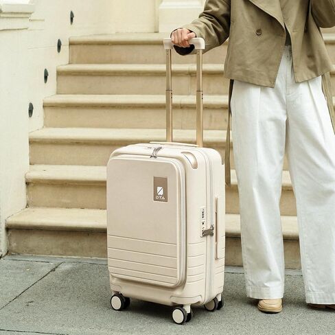 Top Opening PC Hard Shell Suitcase, 20-inch International Carry On Luggage with TSA Lock, 360 Silent Spinner Wheels - Ideal for Business Travel Suitcase (Beige, Carry-On 20-Inch) in Kuwait