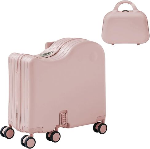 TABU Ride-on Luggage for Kid, Carry-On Hardshell Suitcase with Portable Bag, Hidden Cup Holder, Foldable Pedal, USB & Type-C Port, TSA Lock, 6 Spinner Wheels (Pink) in Saudi Arabia