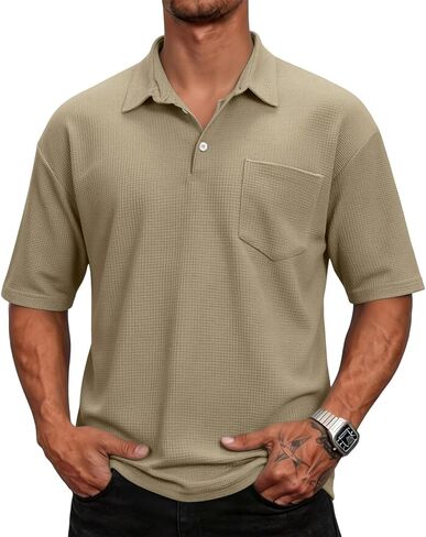 Men's Polo Shirt Golf Performance Short Sleeve Shirts Athletic Polo Collared Tennis T-Shirt in Saudi Arabia