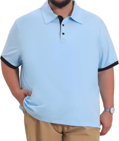 Men's Big & Tall Business Polo Shirt Short Sleeve Office Work Knitted Golf Shirts (XL-6XL) in Kuwait